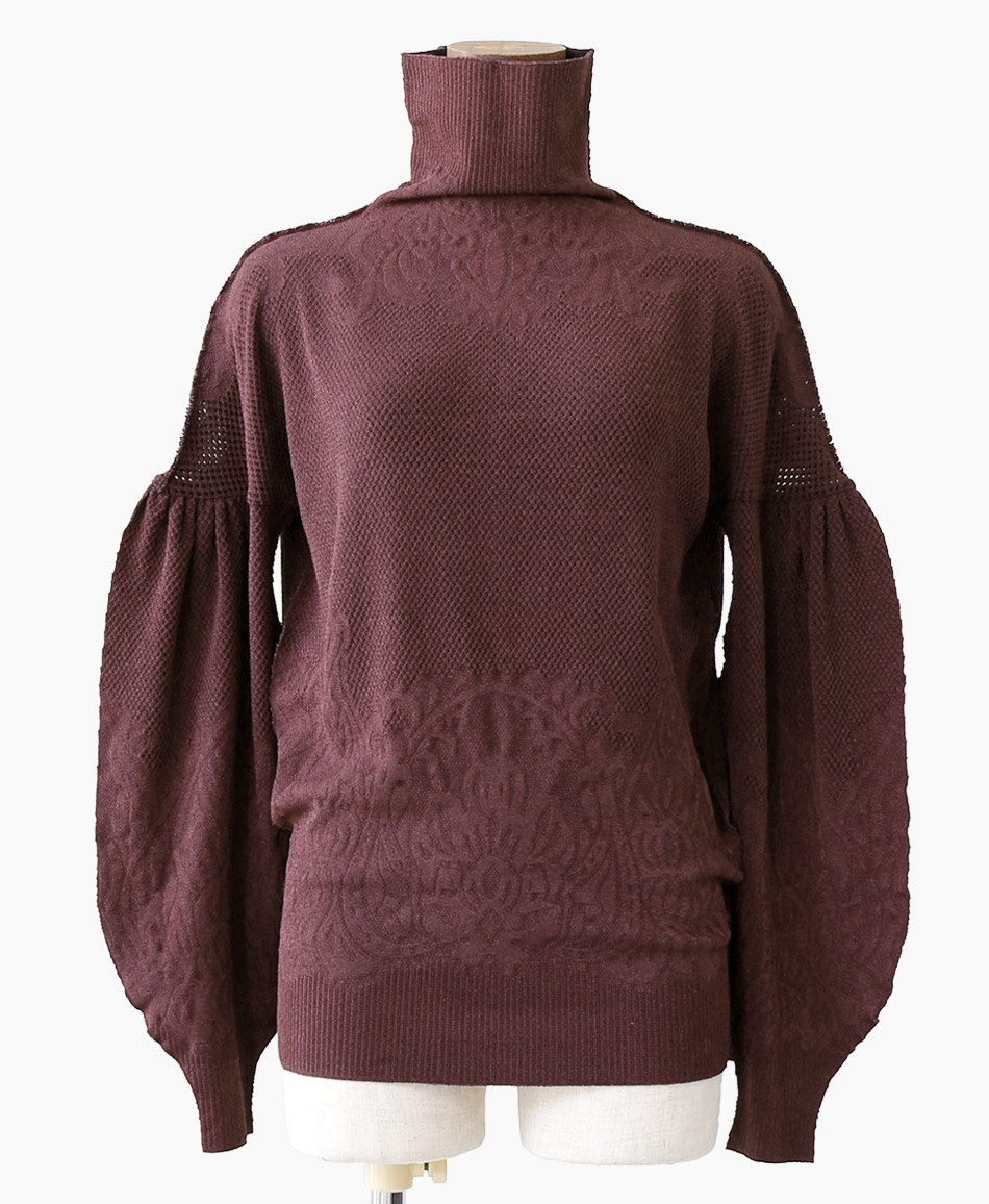 【予約受付中】mash mania　プリモーディアルバルキー　ボリュームスリーブプルオーバー　サフロン【10月上旬より順次発送予定】(ブラウン-F)