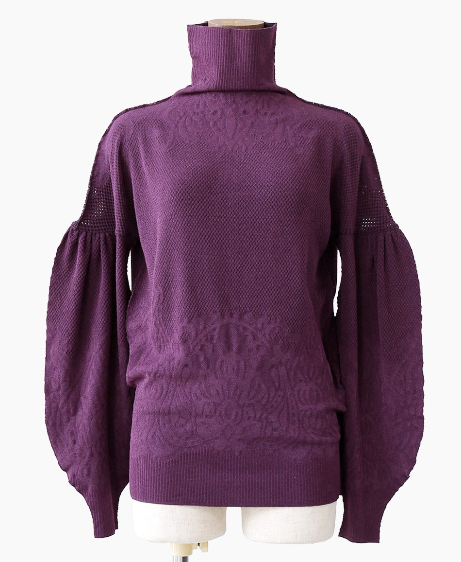 【予約受付中】mash mania　プリモーディアルバルキー　ボリュームスリーブプルオーバー　サフロン【10月上旬より順次発送予定】(パープル-F)