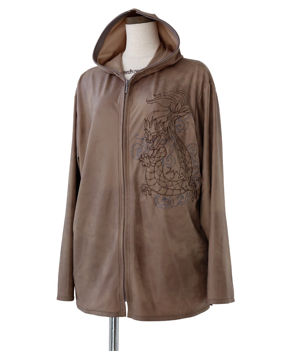 【予約受付中】mash mania　レザー風ハイテンションzipupジャケット　ドラゴン【11月下旬より順次発送予定】(キャメル-M)
