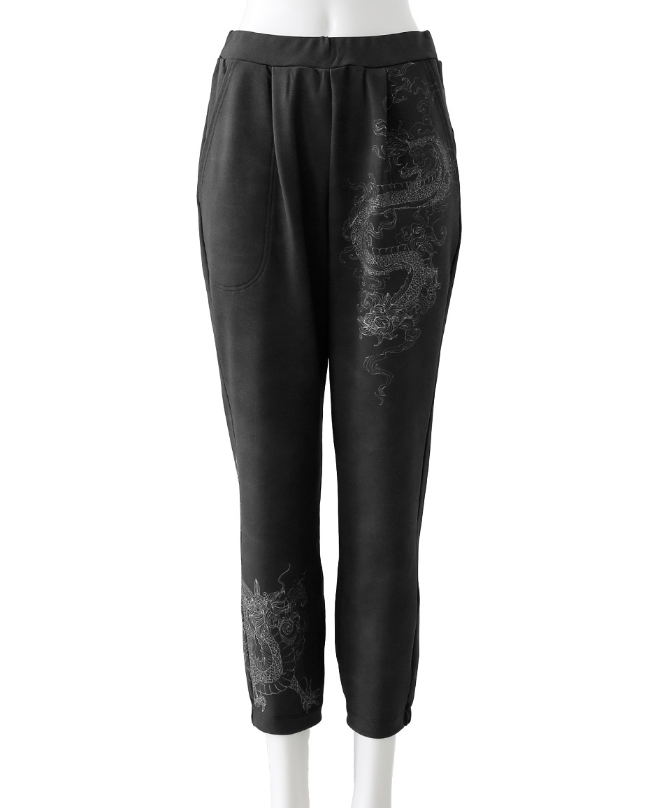 【予約受付中】mash mania　ハイテンション裏起毛ジョガーパンツ　ドラゴン【11月下旬より順次発送予定】(ブラック-M)