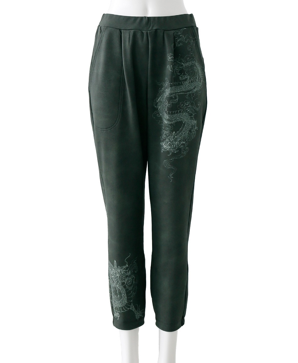 【予約受付中】mash mania　ハイテンション裏起毛ジョガーパンツ　ドラゴン【11月下旬より順次発送予定】(グリーン-M)