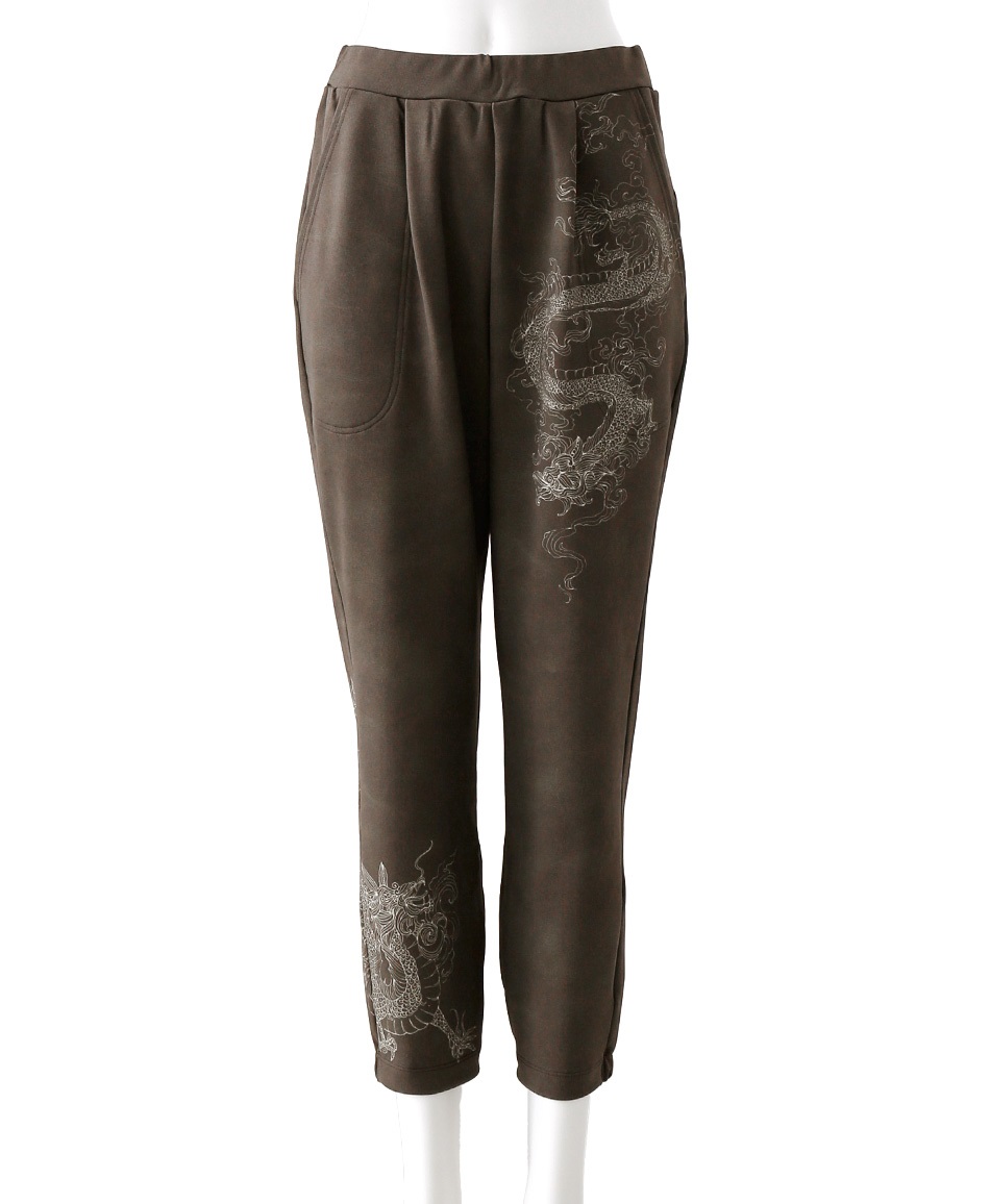 【予約受付中】mash mania　ハイテンション裏起毛ジョガーパンツ　ドラゴン【11月下旬より順次発送予定】(カーキ-M)