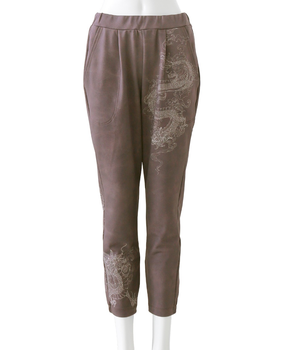 【予約受付中】mash mania　ハイテンション裏起毛ジョガーパンツ　ドラゴン【11月下旬より順次発送予定】(グレージュ-M)