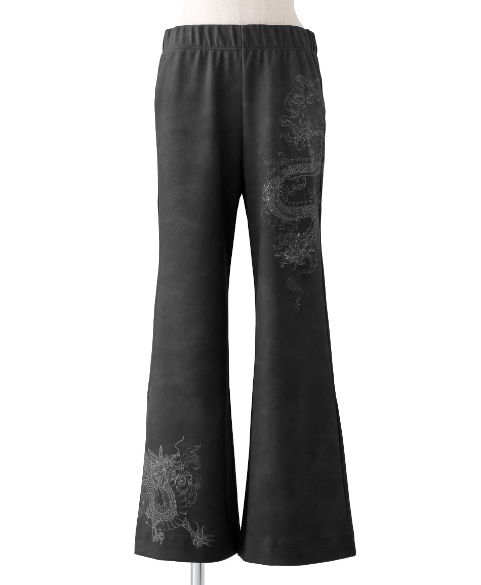 【予約受付中】mash mania　ハイテンション裏起毛セミワイドパンツ　ドラゴン【11月下旬より順次発送予定】(ブラック-M)