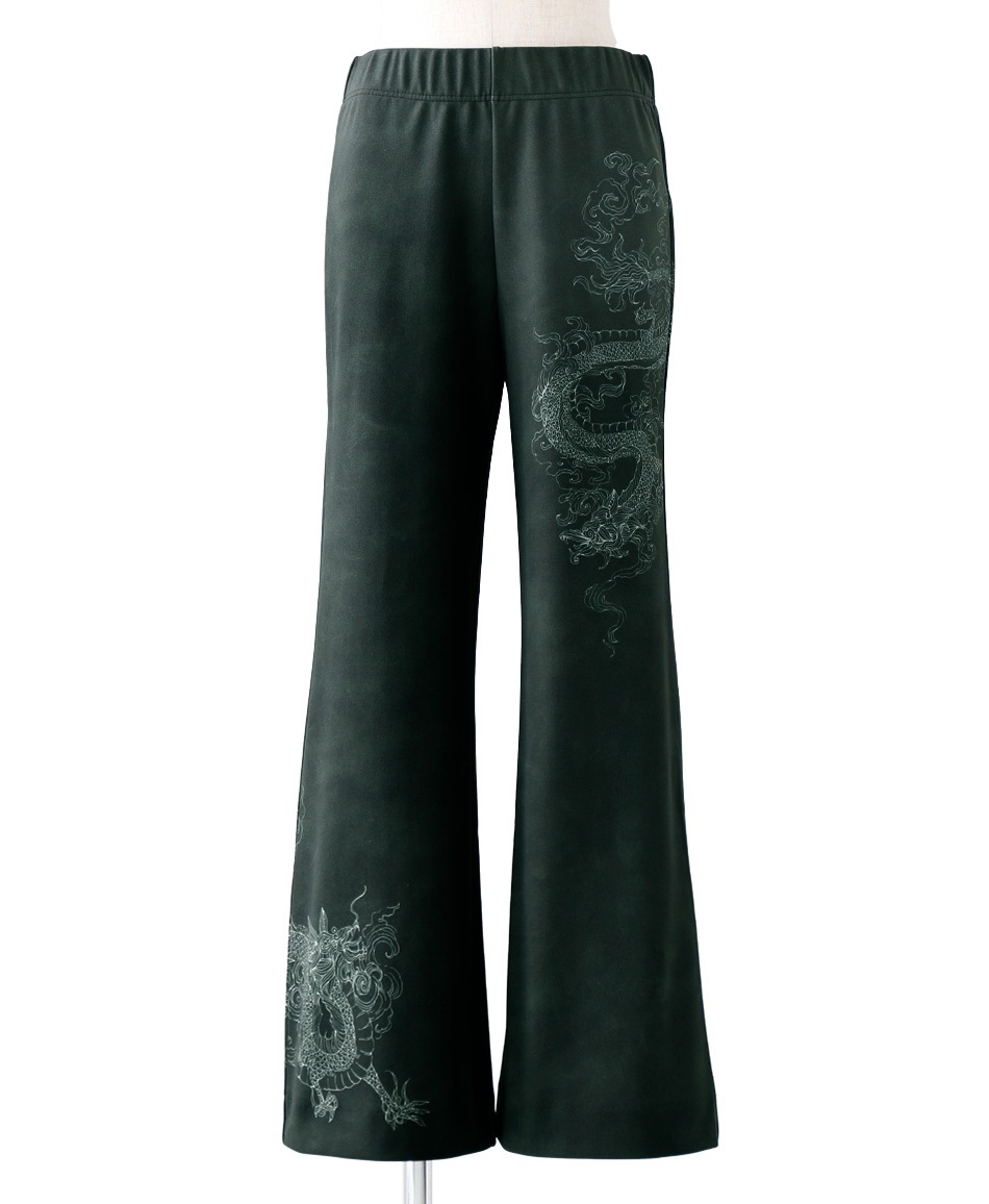 【予約受付中】mash mania　ハイテンション裏起毛セミワイドパンツ　ドラゴン【11月下旬より順次発送予定】(グリーン-M)