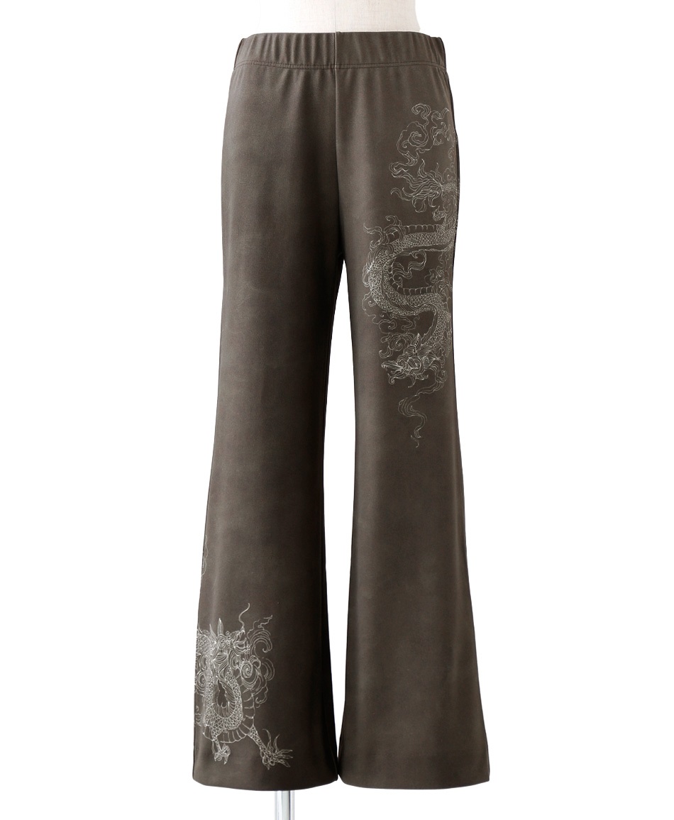 【予約受付中】mash mania　ハイテンション裏起毛セミワイドパンツ　ドラゴン【11月下旬より順次発送予定】(カーキ-M)