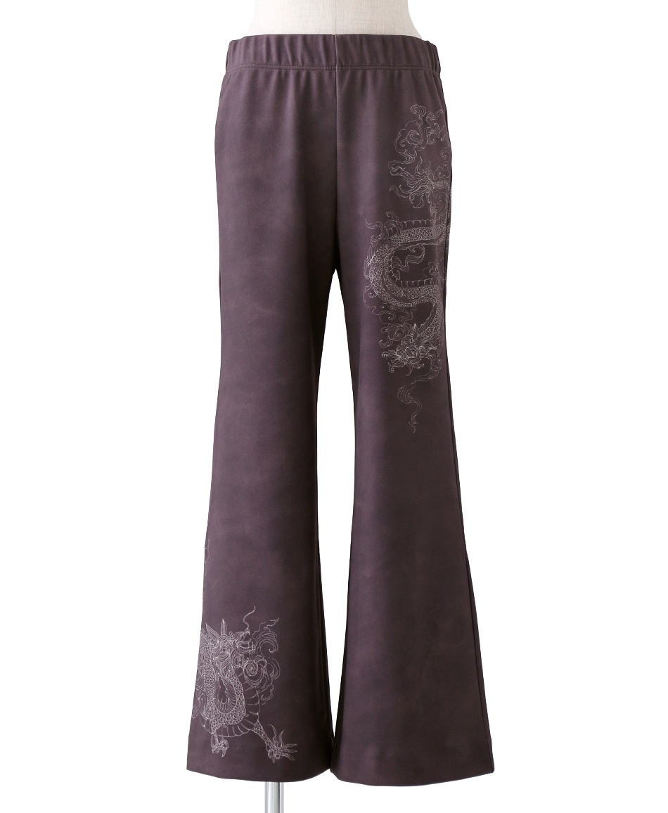 【予約受付中】mash mania　ハイテンション裏起毛セミワイドパンツ　ドラゴン【11月下旬より順次発送予定】(パープル-M)