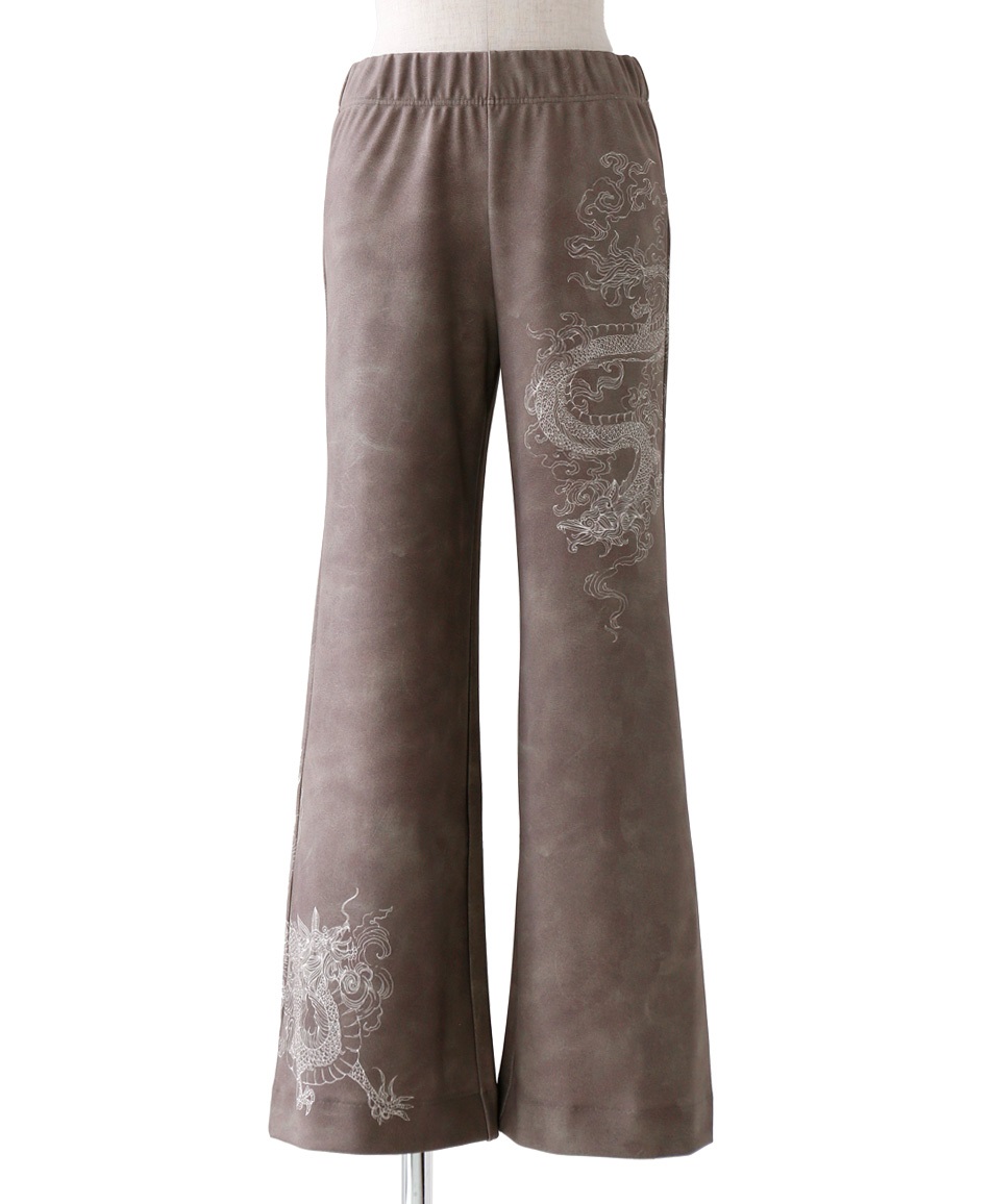 【予約受付中】mash mania　ハイテンション裏起毛セミワイドパンツ　ドラゴン【11月下旬より順次発送予定】(グレージュ-M)