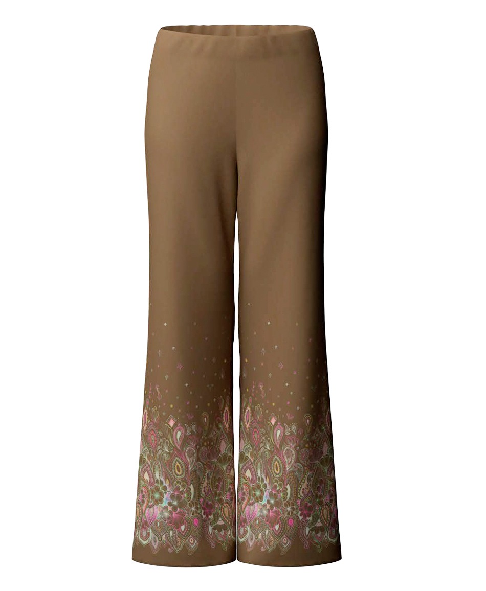 【予約受付中】mash mania　ハイテンション裏起毛セミワイドパンツ　ファンタスティック・ペイズリー【11月下旬より順次発送予定】(ベージュ-M)