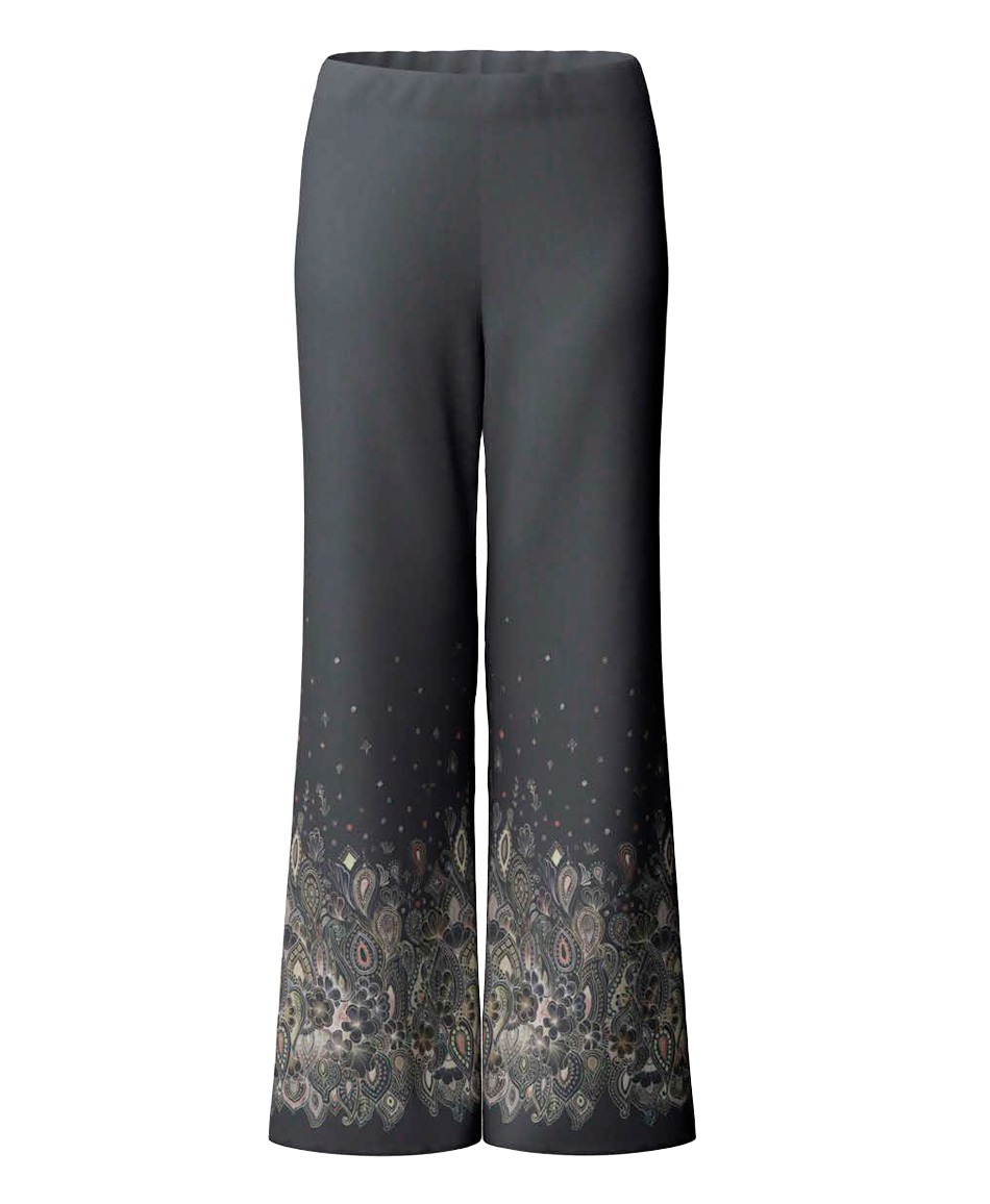 【予約受付中】mash mania　ハイテンション裏起毛セミワイドパンツ　ファンタスティック・ペイズリー【11月下旬より順次発送予定】(グレー-M)