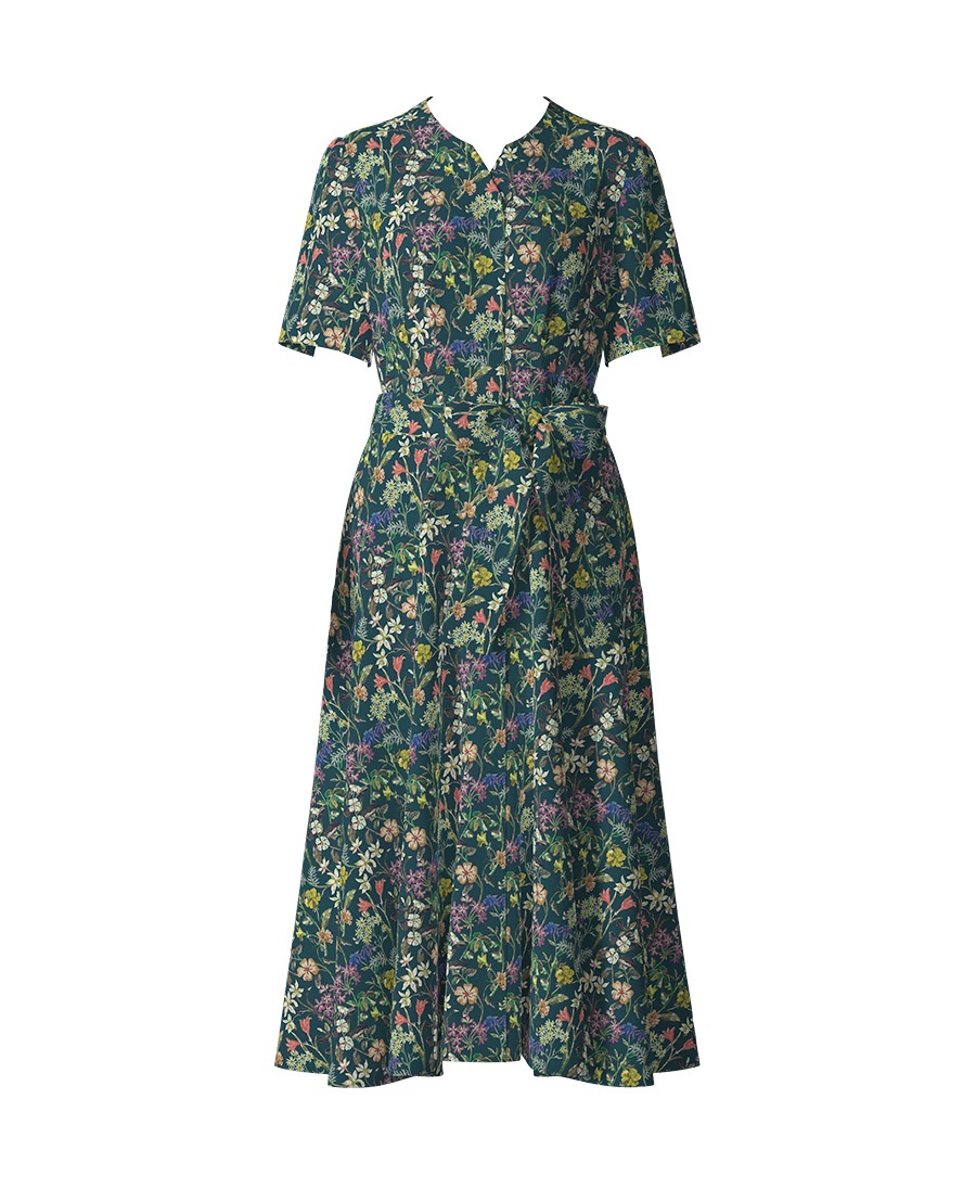 【オーダー】Janis コートドレス Made With Liberty Fabric｜Viscotecs make your brand(グリーン-S)