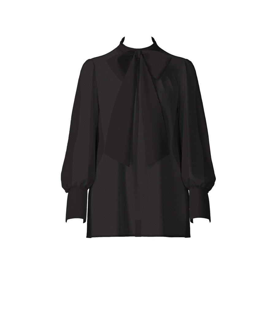 【オーダー】Grace ブラウス（ロングカフス）｜Viscotecs make your brand(ブラック-S)