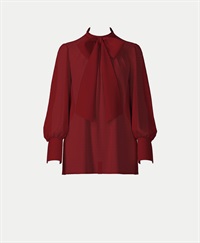 【オーダー】Grace ブラウス（ロングカフス）｜Viscotecs make your brand(レッド-S)