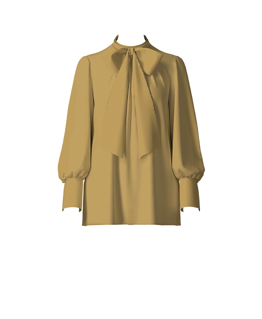 【オーダー】Grace ブラウス（ロングカフス）｜Viscotecs make your brand(マスタード-S)