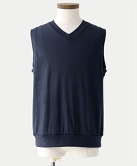 メンズ　プリモーディアル　Vネックベスト｜Viscotecs make your brand GOLF LINE(ネイビー-M)