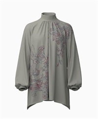 【予約受付中】mash mania　ギャザーフレアーチュニック　ジョイフルライン【1月下旬より順次発送予定】(グレー-F)