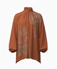 【予約受付中】mash mania　ギャザーフレアーチュニック　ジョイフルライン【1月下旬より順次発送予定】(オレンジ-F)