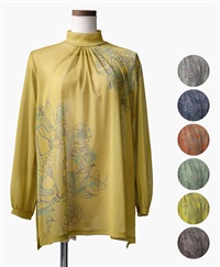 【予約受付中】mash mania　ギャザーフレアーチュニック　ジョイフルライン【1月下旬より順次発送予定】