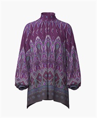 【予約受付中】mash mania　ギャザーフレアーチュニック　ペイズリーモザイク【1月下旬より順次発送予定】(パープル-F)