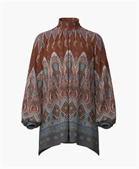 mash mania　ギャザーフレアーチュニック　ペイズリーモザイク(ブラウン-F)