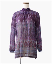 mash mania　ギャザーフレアーチュニック　ペイズリーモザイク(パープル-F)