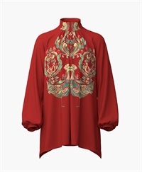 【予約受付中】mash mania　ギャザーフレアーチュニック　リーガルフェザー【1月下旬より順次発送予定】(レッド-F)