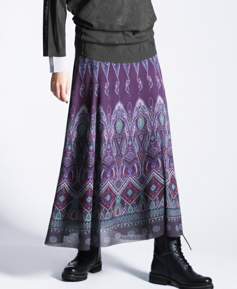 【予約受付中】mash mania　リバーシブルスカート　ペイズリーモザイク【1月下旬より順次発送予定】(パープル-F)