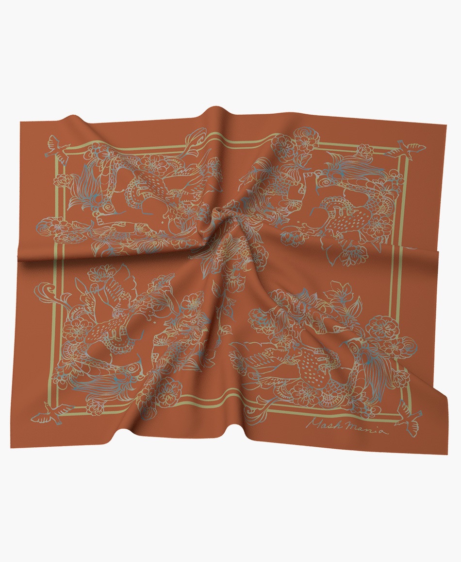 【予約受付中】mash mania　スカーフ　ジョイフルライン【1月下旬より順次発送予定】(オレンジ-F)