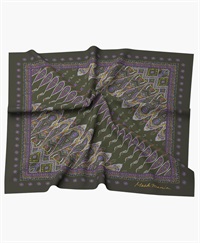 【予約受付中】mash mania　スカーフ　ペイズリーモザイク【1月下旬より順次発送予定】(カーキ-F)