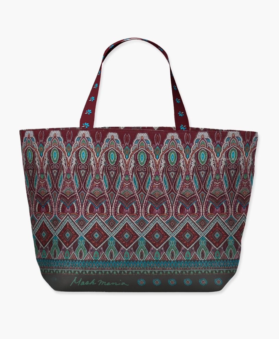 【予約受付中】mash mania　トートバッグ　ペイズリーモザイク【1月下旬より順次発送予定】(ブラウン-F)