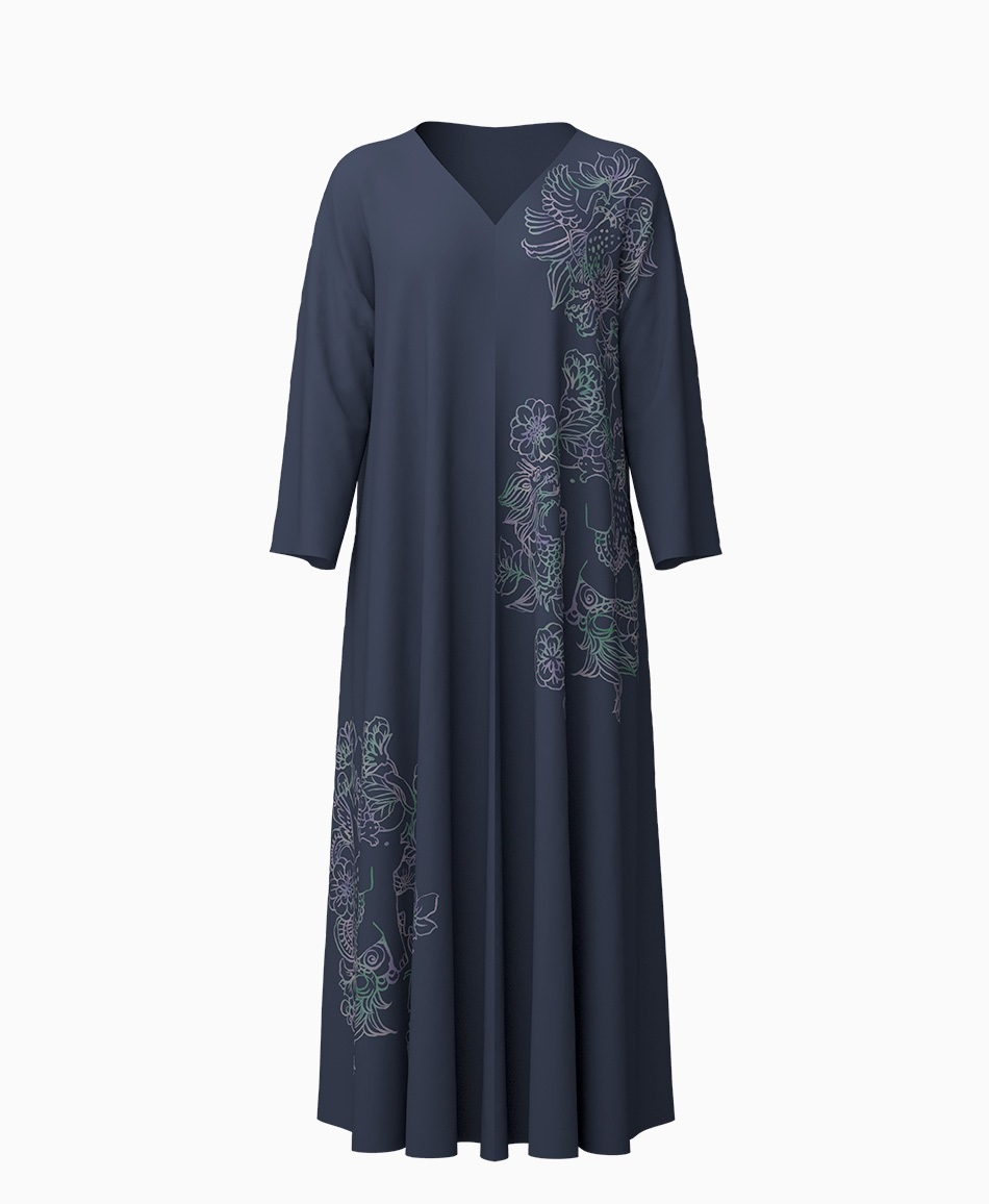 【予約受付中】mash mania　8分袖リバーシブルワンピース　ジョイフルライン【1月下旬より順次発送予定】(ネイビー-F)