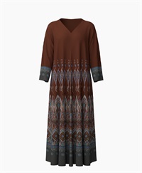 【予約受付中】mash mania　8分袖リバーシブルワンピース　ペイズリーモザイク【1月下旬より順次発送予定】(ブラウン-F)