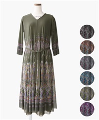 【予約受付中】mash mania　8分袖リバーシブルワンピース　ペイズリーモザイク【1月下旬より順次発送予定】