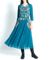 【予約受付中】mash mania　8分袖リバーシブルワンピース　リーガルフェザー【1月下旬より順次発送予定】(ブルー-F)