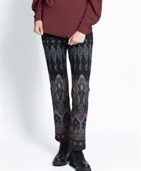 【予約受付中】mash mania　セミフレアーパンツ　ペイズリーモザイク【1月下旬より順次発送予定】(ブラック-M)