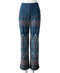 【予約受付中】mash mania　セミフレアーパンツ　ペイズリーモザイク【1月下旬より順次発送予定】(ネイビー-M)