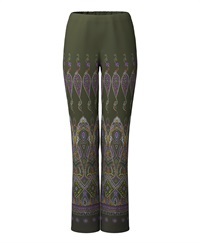 【予約受付中】mash mania　セミフレアーパンツ　ペイズリーモザイク【1月下旬より順次発送予定】(カーキ-M)