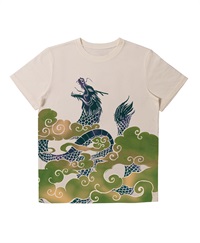 【予約受付中】THE MASH復刻柄　半袖Tシャツ（ユニセックス）龍雲【2月末より順次発送予定】(ベージュ-S)