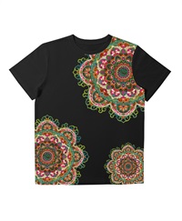 【予約受付中】THE MASH復刻柄　半袖Tシャツ（ユニセックス）ヤギマンダラ【2月末より順次発送予定】(ブラック-S)