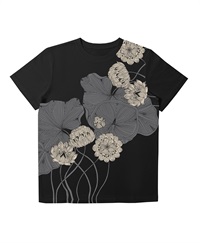 【予約受付中】THE MASH復刻柄　半袖Tシャツ（ユニセックス）ロータス【2月末より順次発送予定】(ブラック-S)