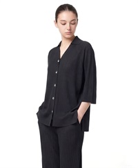 【4/30より順次発送予定】PRIMORDIAL　フロントオープンポロシャツ(ブラック-M)