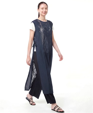 PRIMORDIAL　スリット入りワンピース(ネイビー-F)