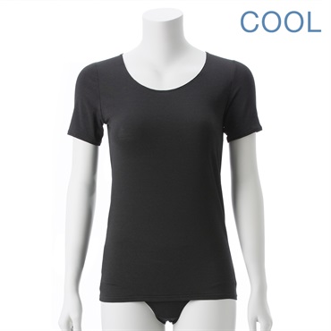 消臭インナーCOOL（3分袖）［汗取りパッド付き］(ブラック-Ｍ)