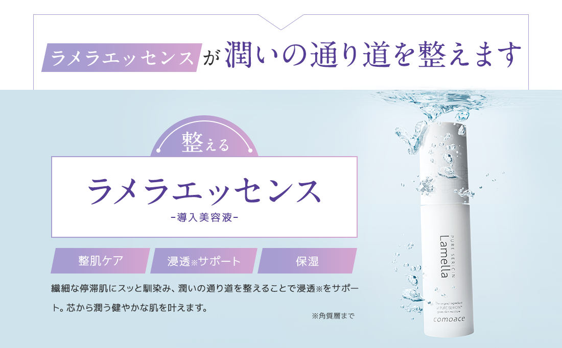 ラメラエッセンスが潤いの通り道を作る